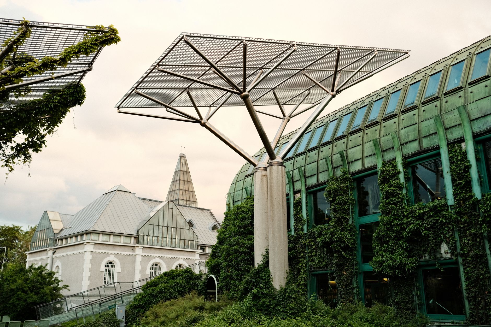 Innovative green architecture featuring modern design and sustainable structures.