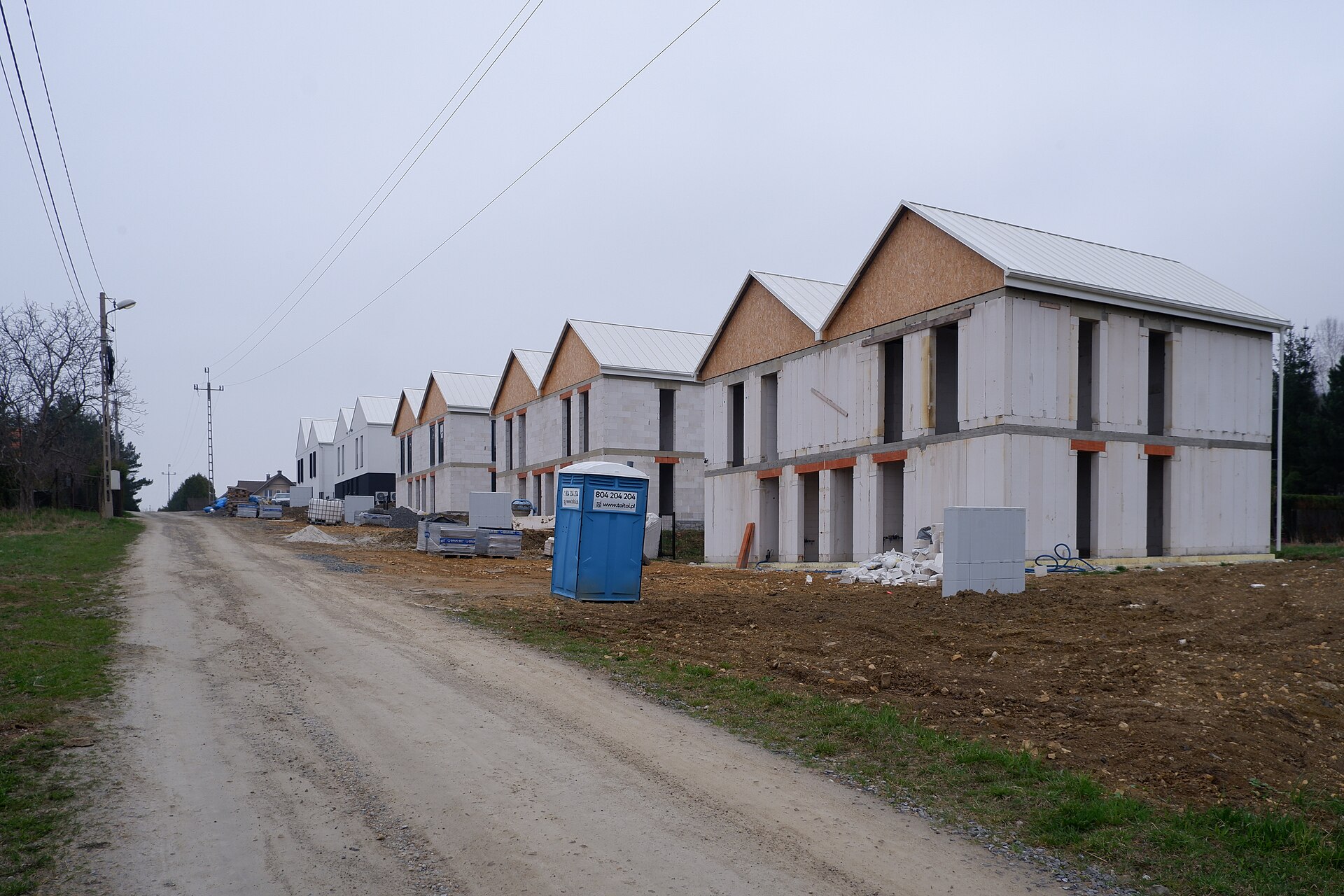 Kozy Małe, Rolna Street, construction of new terraced houses (March 2025)
